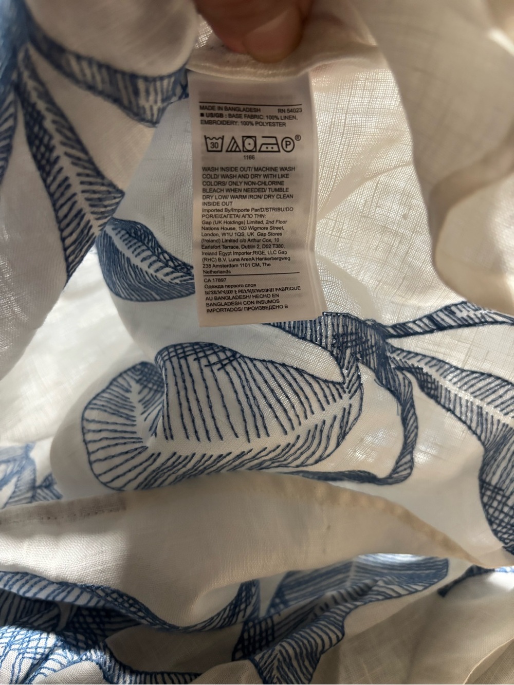 Banana Republic White Blouse with Blue Leaf Print - Picture 9 of 11
